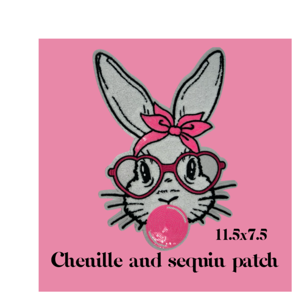 bunny bubblegum chenille patch